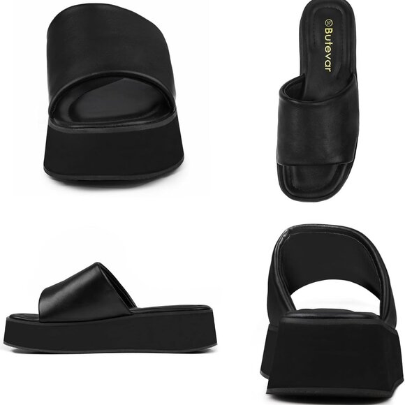 Chunky Platform Sandals Women Open Toe Slip On Summer Casual Wedge - Picture 5 of 6